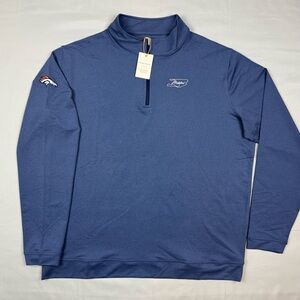 Peter Millar Crown Sport Mens Denver Broncos Perth 1/4 Zip Pullover 2XL Golf A4
